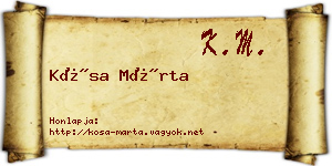 Kósa Márta névjegykártya